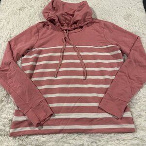 Lauren Ralph Lauren women XS pink striped light sweater cowl neck Read